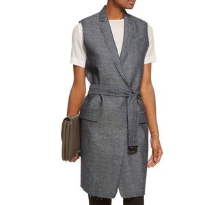 New Rag & Bone Harold Raw Edge Long Denim Vest XS